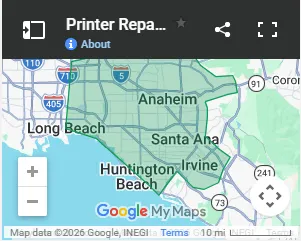 Printer Repair Orange County Service Area on Google Maps
